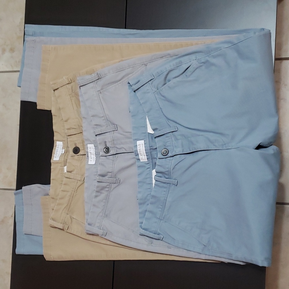 3-Express pants 32x34 Skinny Fit Hayden, light blue, grey, khaki great condition